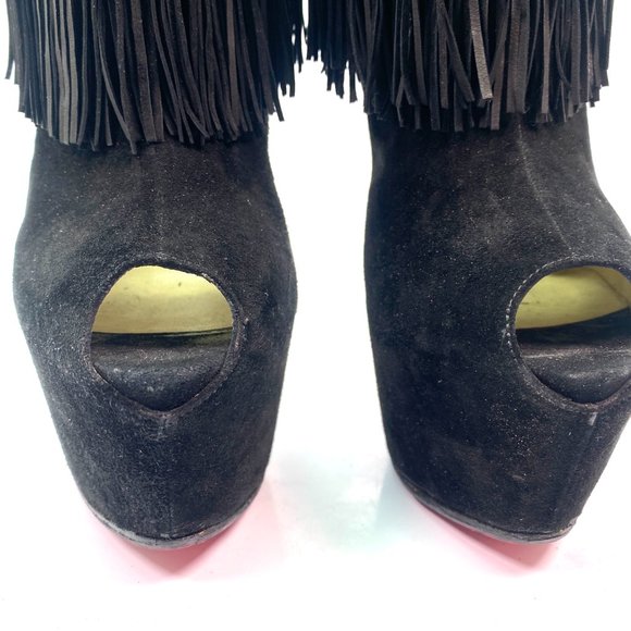 Christian Louboutin 20th Anniversary Suede Fringe Hignhess Tina 160 Boots Eur 40 - Picture 5 of 8